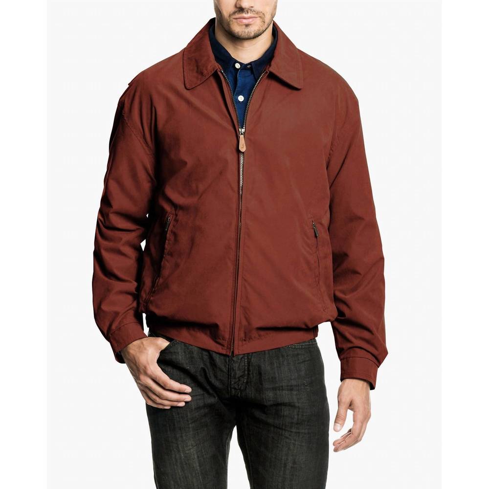 NEW LONDON FOG auburn light weight zip front golf jacket in chili